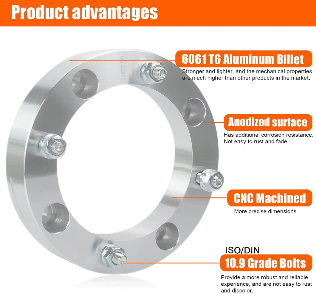 4X156 ATV Wheel Spacers 1.5" with 131mm Hub Bore 3/8"-24 Studs